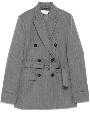Racil Belted Double-Breasted Blazer - Grey
