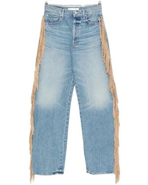 Mother Fringe-Trim Jeans - Blue