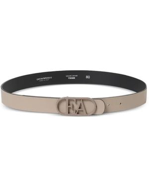 Emporio Armani Logo-Buckle Leather Belt - White