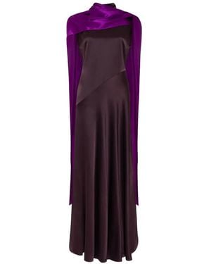 ROKSANDA Klanira Draped-Cape Maxi Dress - Purple