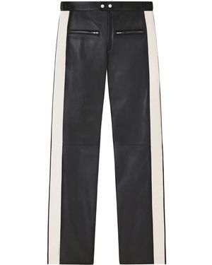 Courreges パネル レザーパンツ - ブルー