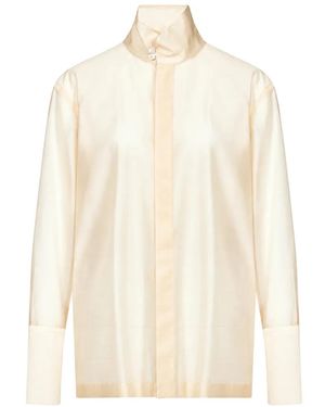 Thelatest Edith High-Neck Long-Sleeved Shirt - White