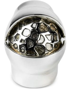 Parts Of 4 Sterling X Fangophilia Joint Bands Diamond Ring - Grey