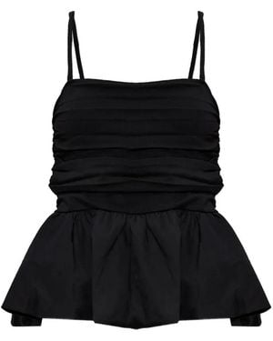 Gestuz Top Erin Fruncido Con Peplum - Negro