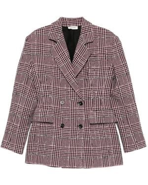 A.M.G Blazer A Cuadros Con Doble Botonadura - Morado