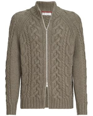 Brunello Cucinelli Cable Knit Cardigan - Grey