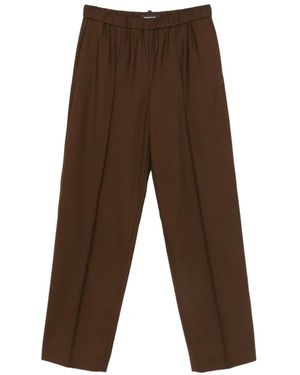 Fabiana Filippi Elasticated-Waist Pressed-Crease Trousers - Brown