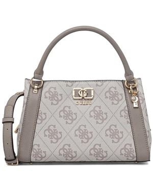 Guess Karnillamonogram-Pattern Top-Handle Bag - Metallic