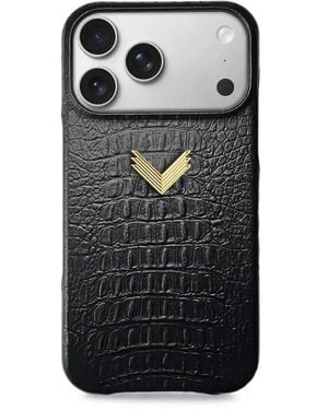 Velante Funda Para Iphone 18 Pro Max De Cuero Con Efecto De Piel De Cocodrilo - Negro