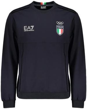 EA7 Italia Team Logo-Print Sweatshirt - Blue
