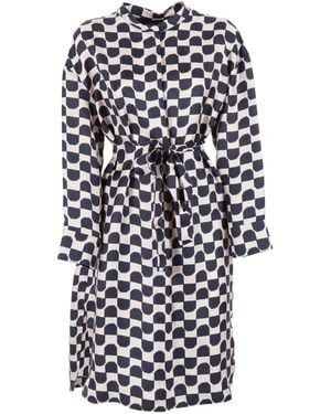 Max Mara Geometric Pattern Tie Dress - White