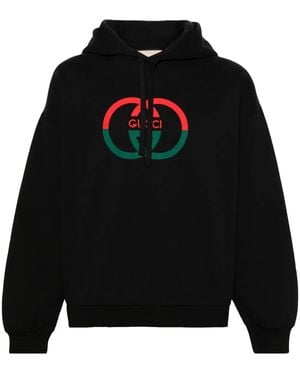Gucci コットンジャージー プリント フーデッド スウェットシャツ, ブラック, ウェア - マルチカラー