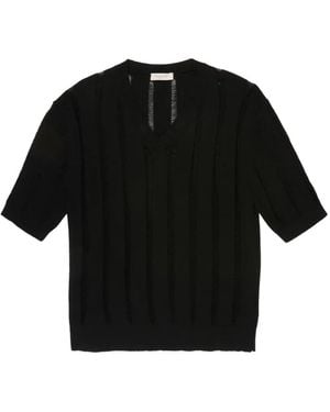 Slowear Gerippter Zanone Pullover - Schwarz