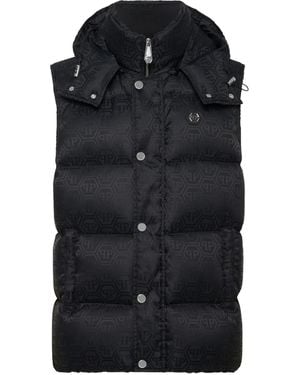 Philipp Plein Monogram Quilted Down Gilet - Black