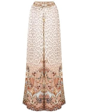 CAMILLA Animal-Print Trousers - White