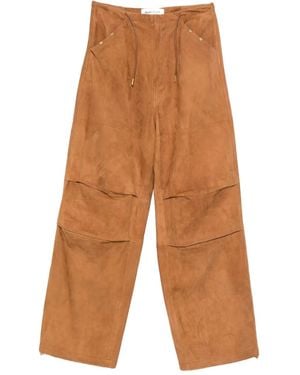 DARKPARK Suede Palazzo Trousers - Brown