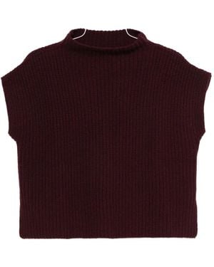 Ma'ry'ya High-Neck Knitted Top - Red