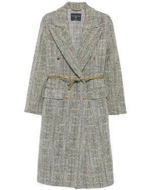Ermanno Scervino Herringbone Double-Breasted Coat - Gray
