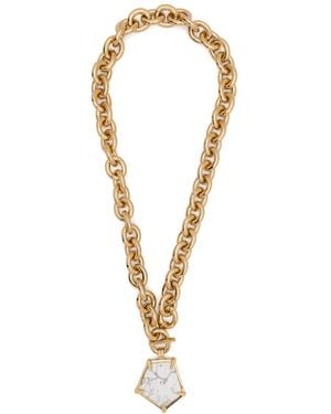 Roberto Cavalli Marbled-Effect Pendant Necklace - Metallic