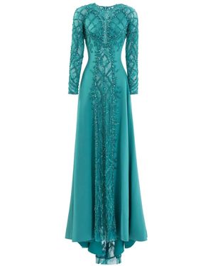 Saiid Kobeisy Embroidered Geometric Maxi Dress - Blue