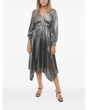 AllSaints Estelle Asymmetric Metallic Midi Dress