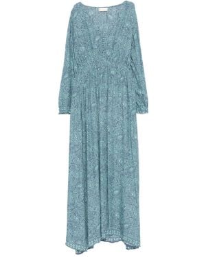 Natalie Martin Buttoned Printed Shangri Dress - Blue