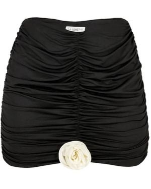 LaRevêche Gathered Rose-Embellished Mini Skirt - Black