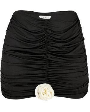 LaRevêche Minifalda Fruncida Con Aplique De Rosa - Negro