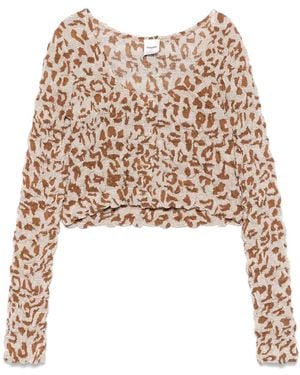 Nanushka Graphic-Print Cropped Top - Natural