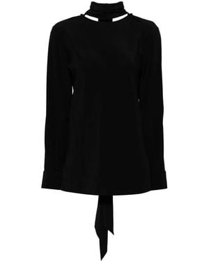 Helmut Lang Detachable-Scarf Silk Blouse - Black