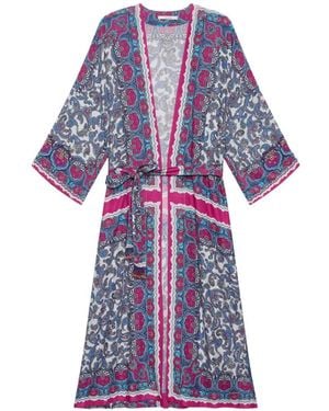 Maliparmi Paisley Embroidered Belt Cape - Purple