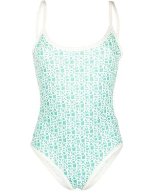 Moncler Badeanzug Mit Logo-Print - Blau