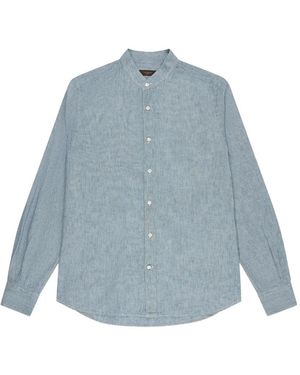Slowear Overhemd Met Bandkraag - Blauw