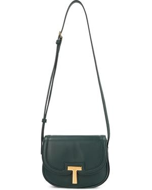 Tom Ford T-Plaque Leather Shoulder Bag - White