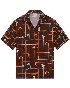 Drole de Monsieur Spread-Collar Print Shirt - Brown