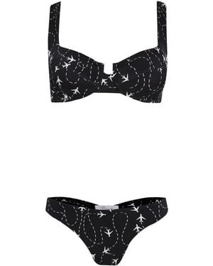 Brigitte Bardot Set Bikini Con Stampa - Nero