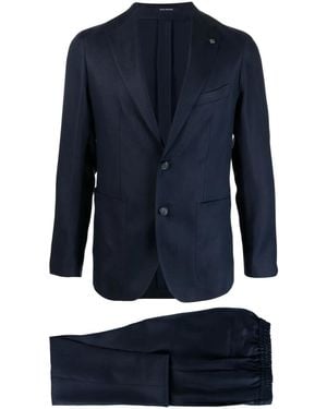 Tagliatore Logo-Appliqué Single-Breasted Suit - Blue