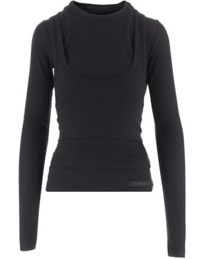 ALAINPAUL Ribbed-Knit Layered-Effect Top - Blue
