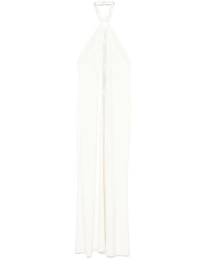 ‎Taller Marmo Halter-Neck Embellished-Panel Maxi Dress - White