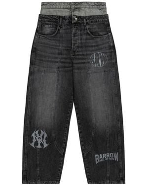 Barrow Double-Waistband Logo-Print Jeans - Grey
