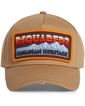 DSquared² Canadian Patch Distressed Baseball Cap - Orange