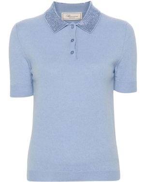 Blumarine Crystal-Embellished Polo Top - Blue