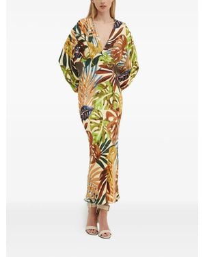 Never Fully Dressed Kleid Mit Blatt-Print - Mettallic