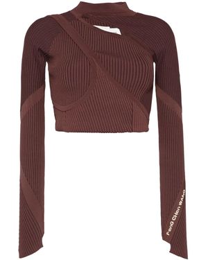 Feng Chen Wang Slash-Neck Knitted Top - Purple