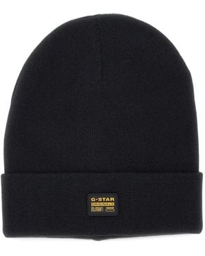 G-Star Effo Long Logo-Patch Beanie Hat - Blue