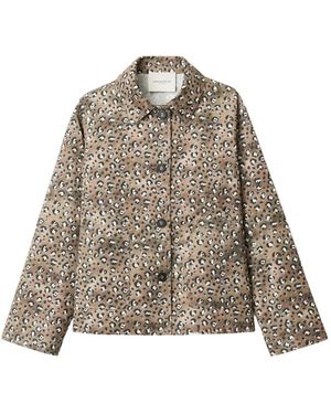 Lafayette 148 New York A-Line Leopard-Print Oversized Shirt - Natural