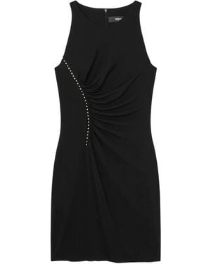 Versace Studded Ruched Mini Dress - Black