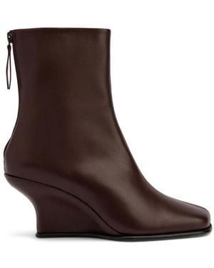 BY FAR Caroo Wedge-Heel Ankle Boots - Brown
