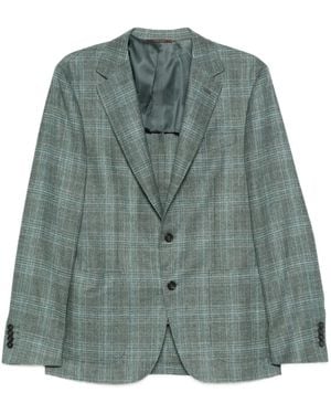 Canali Checked Wool Blazer - Green
