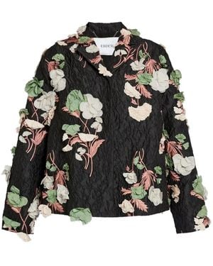 Erdem Floral-Detail Embroidered Blazer - Black